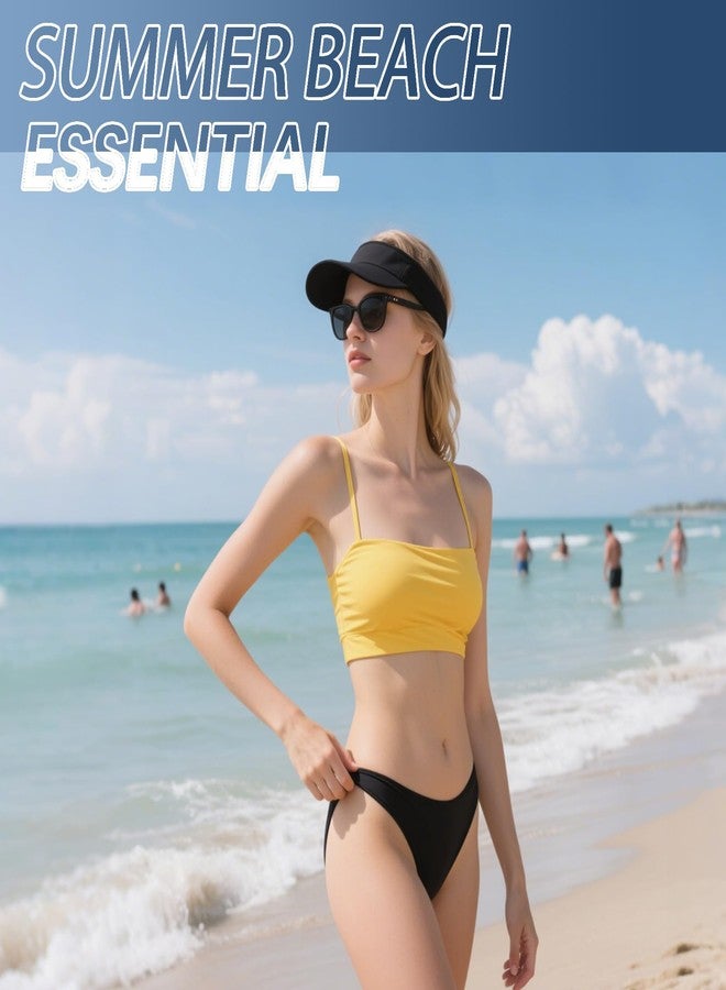 DASSNANE 4 PCS Black Adjustable Sport Sun Visor Hats for Women and Men,Empty Top Hat Bulk Solid Color Blank for Beach, Tennis Baseball,Golf Cap for Summer Outdoor Anti Ultraviolet - Image 4